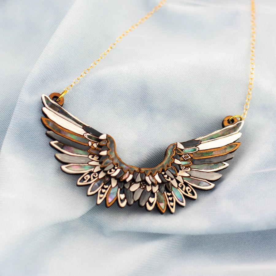 Angel Wings Necklace in Black