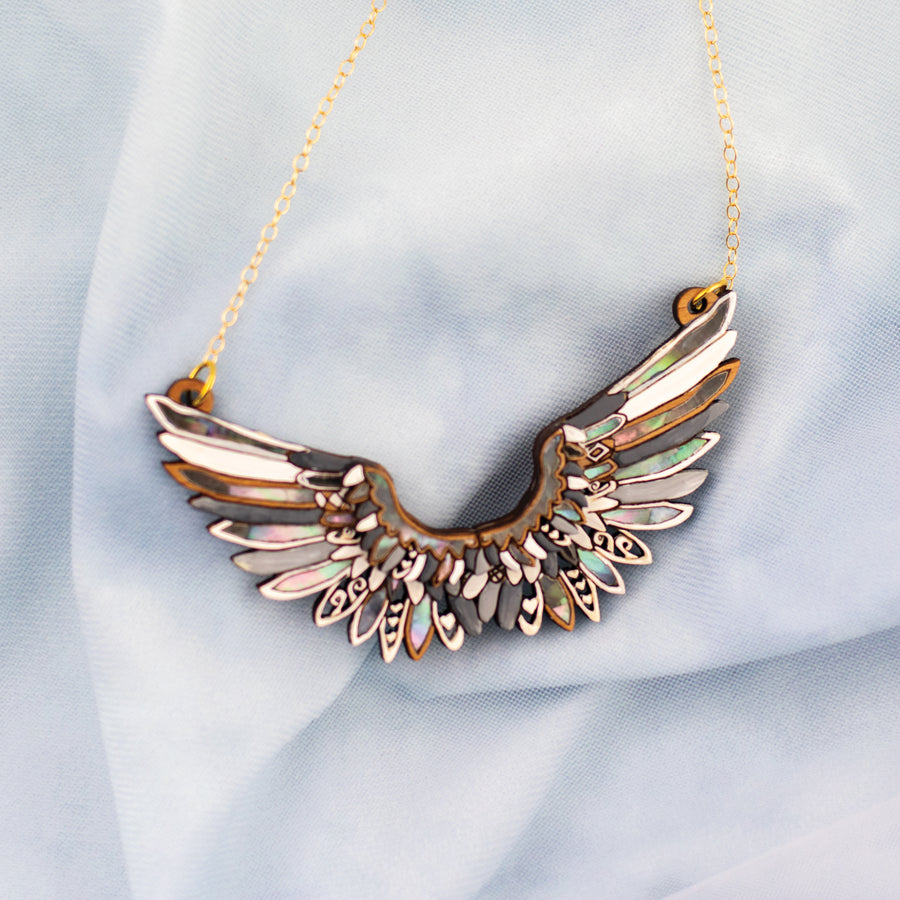 Angel Wings Necklace in Black