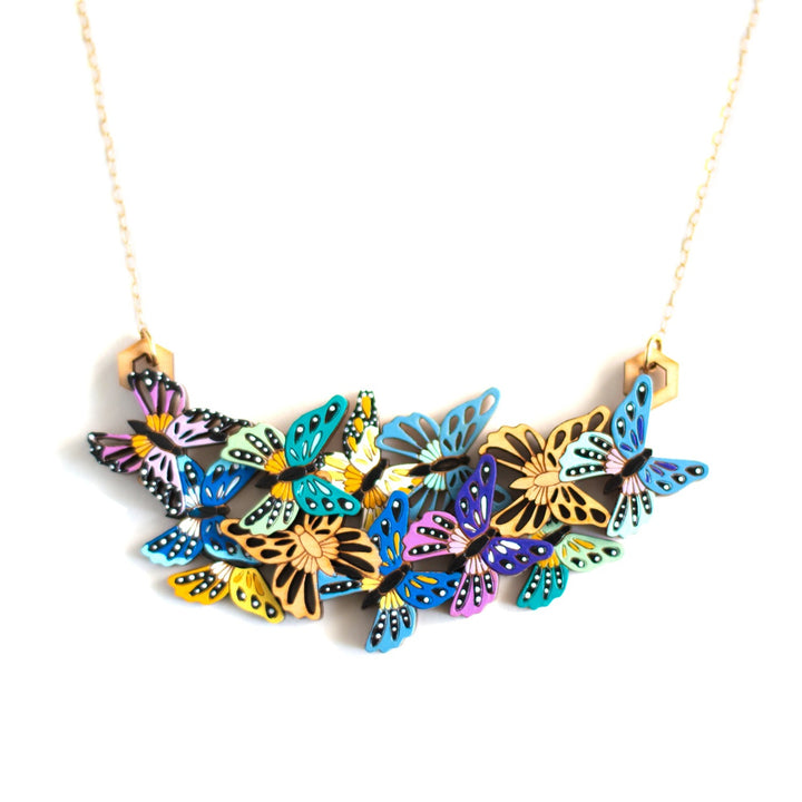Butterfly Garden Necklace in Blue