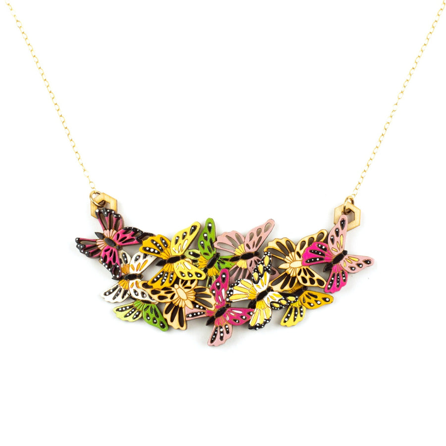 Butterfly Garden Necklace in Pink